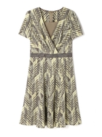 グラフィックヘリンボーンカシュクールワンピース/カーキ(181)