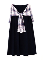 チェックシャツ腰巻ロングスカート/ホワイト(030)