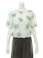 花柄エアリーブラウス/ブラック