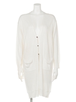 RCロング丈ニットカーデ/WHT