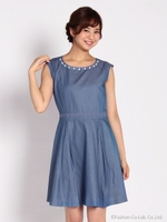 Summerピュアバックボタンワンピース/ブルー