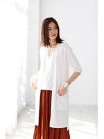 【吸水速乾】【接触冷感】【AZUL by moussy】クリーンクールワイド7分ロングカーデ/L/KHA