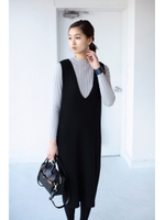 【AZUL by moussy】ミラノリブノースリニットワンピース/T.GRY