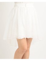 アシメトリーチュールスカート/ホワイト