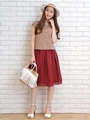 カラーフレアスカート/カーキ