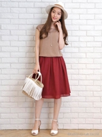 カラーフレアスカート/カーキ