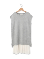 ガーターニット+プリーツワンピース/ライトブルー(091)