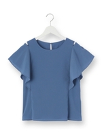 ショルダースリットシフォンシャツ/ブラック(019)