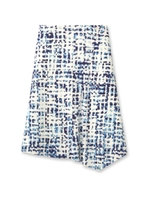 テクスチャープリントアシメラインスカート/ブルー(192)