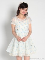 フラミンゴ柄ワンピース/ブルー