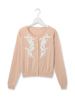 レースビジューニットカーディガン/ベビーピンク(071)