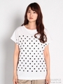 星刺しゅう水玉プリントTシャツ/オフホワイト
