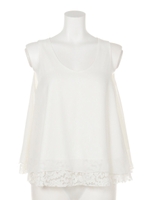 【LATINA】バックオープンレースノースリトップ/WH