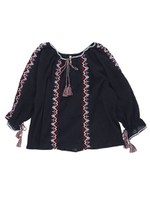 【Lady like】ギャザー刺繍ブラウス/ブルー