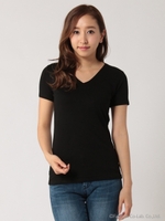 【カタログ掲載】前2重VネックTシャツ/ブラック