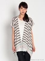 カラーステッチカーディガン（UVカット・冷感）/ベージュ