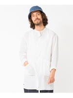 フランダースリネン ロングノーカラーシャツ/ホワイト(001)