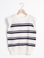 ボーダー編みノースリーブニット/アイボリー