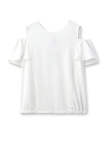 肩あきフレアスリーブブラウス/ホワイト(001)