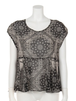 【mystic】バンダナ柄シフォンプルオーバー/ブラック