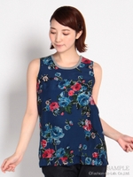 オールドローズプリントノースリーブ/ネイビー