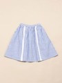 ストライプミディ丈ギャザースカート/ブルー