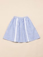 ストライプミディ丈ギャザースカート/ブルー