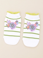 トロピカルフラワーJQボーダーソックス/ブルー