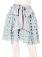 ボリュームリボンティアードスカート/ホワイト