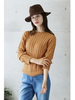 【AZUL by moussy】ミリオンホットケーブルラウンドネック長袖プルオーバー/CAM