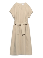 Ｖネックベルト付きフレアワンピース/BEG