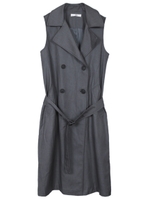 トレンチ型ロングベスト/グレー