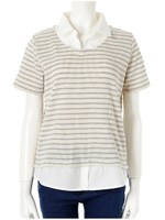 ドッキングワッフルボーダートップス/ネイビー