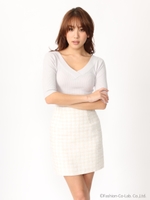 16.SS チェックタイトスカート/ベージュ