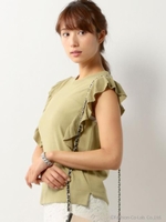 ○TORRAZZO DONNA 肩フリル レース プルオーバー / トラッゾドンナ/Olive