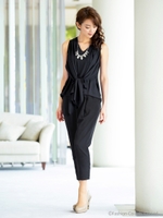 グラマラスドレープパンツスーツ/(無地)パウダーベージュ(C)