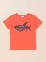 シャークプリント付き半袖Tシャツ/ライトグリーン