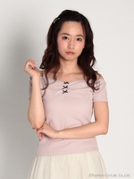 プチリボンオフショルダーTOPS/ネイビー