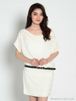 ベルト付カットワンピース/ホワイト