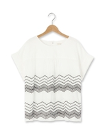 幾何学刺繍ブラウス/ホワイト(001)