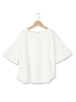 梨地ジョーゼットリボンブラウス/ホワイト系(002)