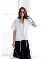 【AZUL by moussy】オーバーサイズショートコーチジャケット/WHT