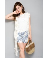 かぎ針ロングカーデ/オフホワイト