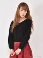 カシミヤタッチVネックニットプルオーバー/オフホワイト