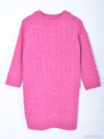 ケーブルニット　ワンピース/チャコールグレー