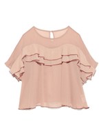 シフォンフリルトップス/BLK