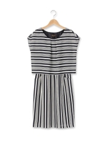 ストライプ切り替えドッキングワンピース/サックス(390)
