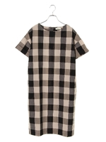 チェックサックワンピース/ネイビー