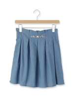 ビジュー付きタックスカート/ライトブルー(091)
