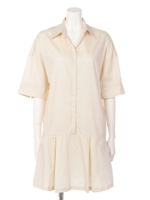 裾フレアシャツワンピース/ベージュ